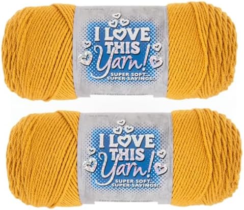 Hobby Lobby I Love This Yarn, 100% Acrylic, 156 Sungold, Set of 2
