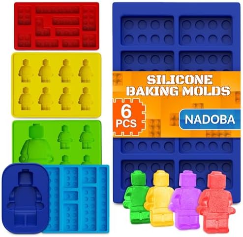 6 Pcs Robot and Bricks Silicone Molds for Chocolate and Candy