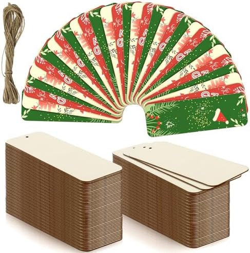 100 Sets 6 x 2 Inch Wooden Bookmarks with Holes and 10M Ropes