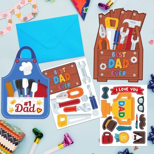 ceiba tree Father's Day Card Making Kits for Kids Happy Father's Day DIY Crafts Cards with Envelopes and Stickers 18Pcs Make Your Own Handmade Crafts Cards for Classroom School Activities