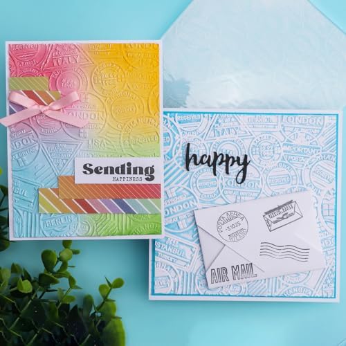 BAOFALI 3D Embossing Folder for Card Making,Postmark Background Plastic Texture Fades Embossing Folder Template for Scrapbooking Cardstock Album DIY Decoration Paper Crafting 5.9x5.9inch