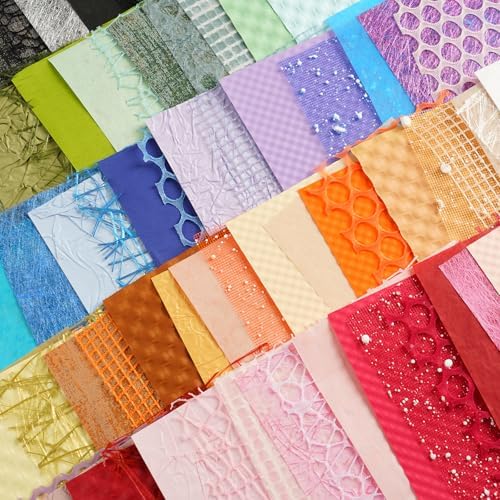 160 Sheets Textured Scrapbook Paper and Mesh Fabric Assorted Set