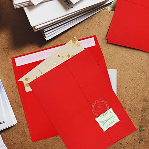100 Packs 5x7 Envelopes, A7 5x7 Envelopes for Invitations, Printable Invitation Envelopes Self Seal for Weddings, Invitations, Photos, Greeting Cards, Mailing (Red)