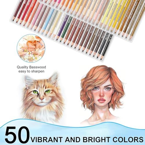 LBW 50 Skin Tone Colored Pencils for Adult Coloring Pencils, Oil Based Soft Core Professional Color Pencils Set for Artists Beginners Drawing Coloring