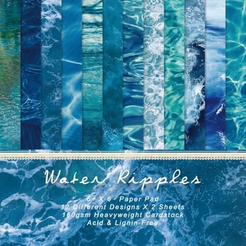 Scrapbook Paper Pad, 6x6 Inch, Single-Sided Decorative Craft Paper, 24 Sheets for Scrapbooking, Cardmaking & DIY Crafts – Ocean Blue