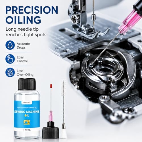 1oz Fine Light Sewing Machine Oil Cleaning Kit w/ 1.5" Needle Tip & Brush