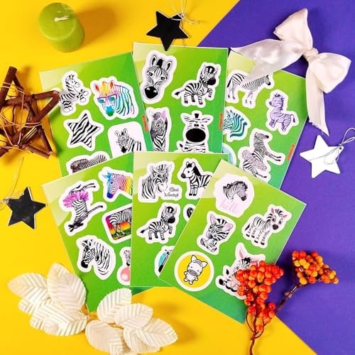 Zebra Stickers for Water Bottle and Laptop - Safari Party Supplies & Decorations, Waterproof Vinyl Animal Decals, Fun Zebra Stickers Laptop Decals, Gifts for Women & Men
