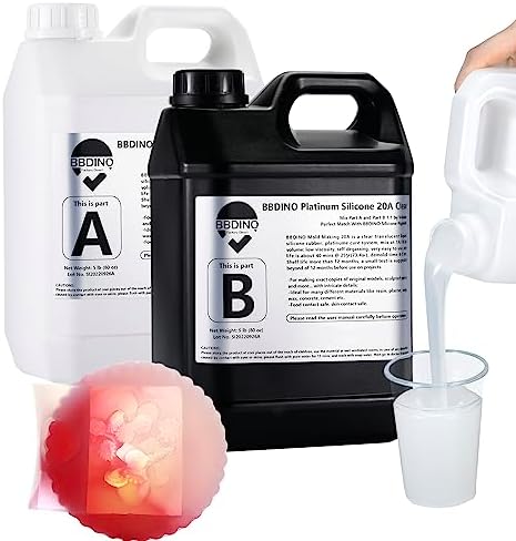 BBDINO Platinum Liquid Silicone Mold Making Kit 20A Clear 1 Gallon