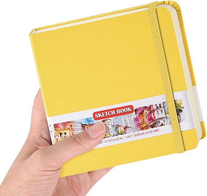5x5 Pocket Sketch Book,80gsm Hardcover Art Sketchbook for Drawing Journal