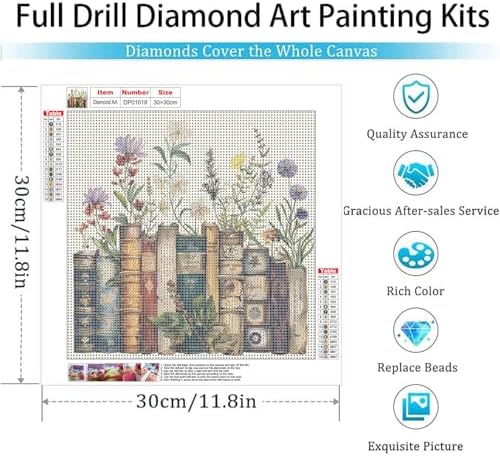 EIBEILI Diamond Art Kits for Adults-Book Flower Diamond Painting Wall Art
