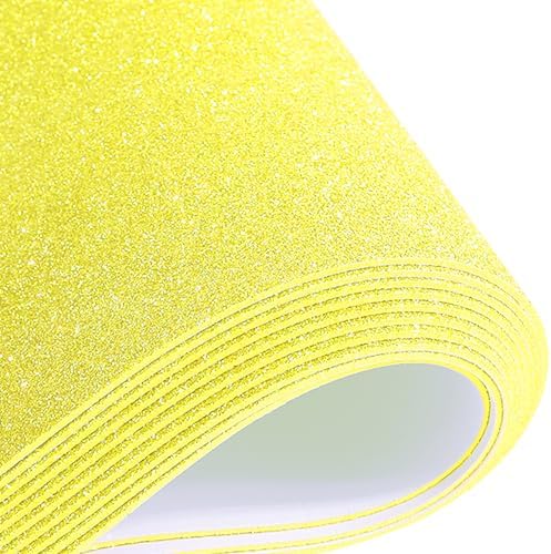 10 Sheets Glitter Cardstock Paper Self-adhesive Backs 30 X 20cm A4 Paper for Easter Father's Day Decor Table Decorations, DIY Crafts Card Scrapbook (Yellow)