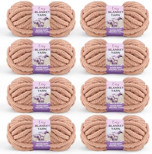 Super Soft Chunky Chenille Yarn for Crocheting,Khaki Brown Fluffy Velvet Plush Thick Soft Chunky Chenille Baby Blanket Yarn for Crocheting Knitting Beginners 8 * 100g(Khaki Brown)