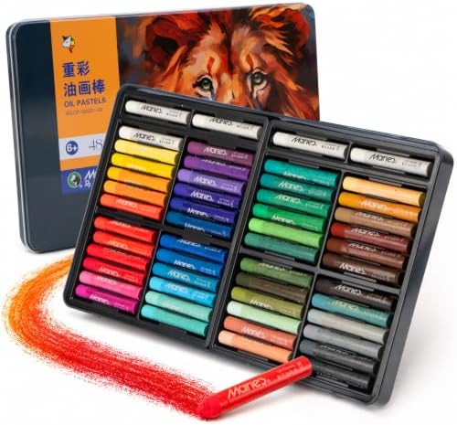 Oil Pastels for Artists, 10 x 70 mm, Metal Tin, 48 Colors + 4 White, 52 Pcs