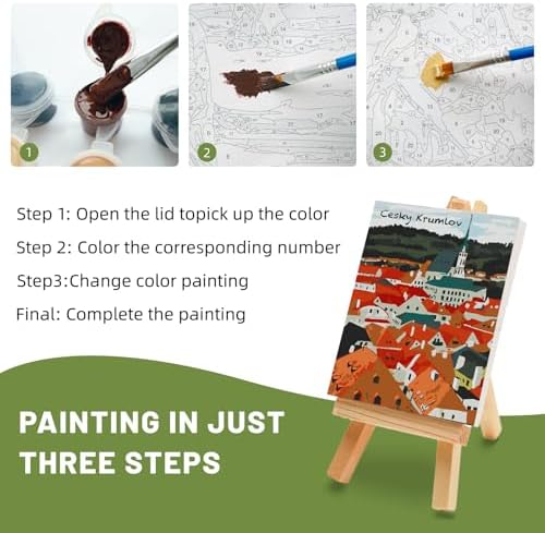 4 Pack Framed Paint by Numbers Kit for Adults Beginner with Wooden Easel, Landscape Easy Paint by Numbers with Frame, DIY Adult Paint by Numbers Kits on Canvas Framed for Home Decor Gift 8x12 Inch