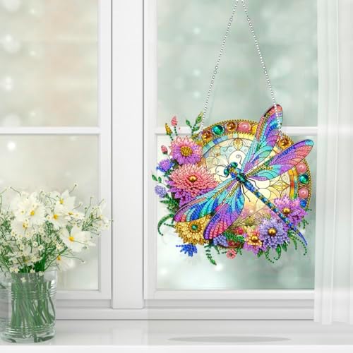 Koikify Floral Dragonfly Diamond Painting Pendant Kit for Adults