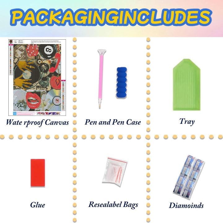 Diamond Art Kits for Adults, 5D Retro Collage Diamond Painting Kit 12x16 in