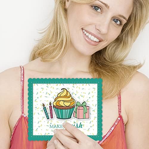 INFUNLY Happy Birthday Stamp and Die for Card Making Congratulation Die Cut Cake Silicone Stamp Metal Die Cuts Candles Banner Transparent Rubber Stamps for DIY Scrapbooking Paper Photo Album Decor