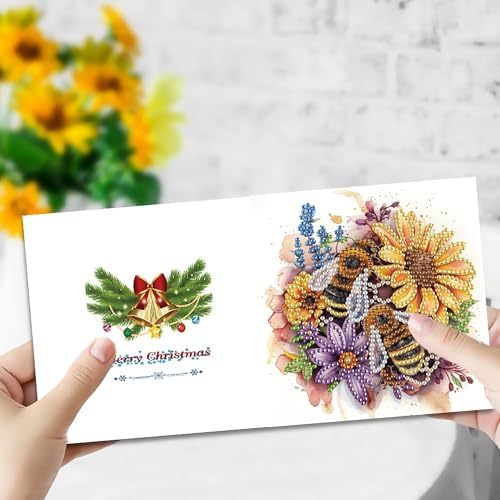 MaiYiYi 6 Pack DIY Bee Diamond Art Painting Greeting Cards