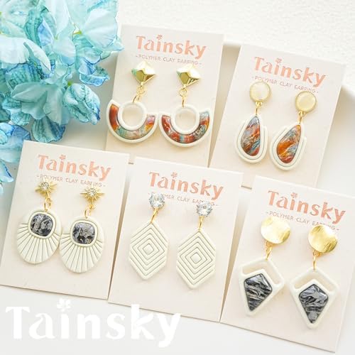 Tainsky 19 Shapes Embedded Polymer Clay Cutters - Gem Clay Jewelry Making Tools, Earring Cutters (B)