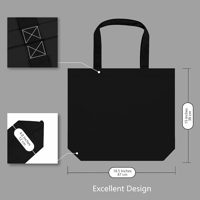 TOPDesign 3-Pack Super Strong Large 12oz Cotton Canvas Tote Bags, Reusable Grocery Shopping Cloth Bags, Fashionable Two-Tone Totes for Crafts, DIY Your Creative Designs