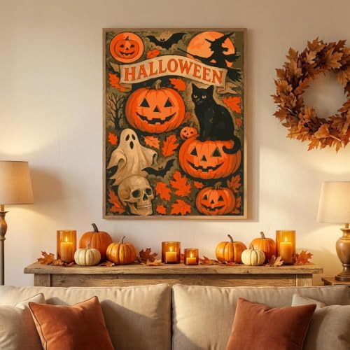 Halloween Paint by Numbers Kit for Adults-Pumpkin, DIY Oil Painting 10x12In