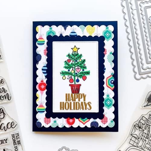 hinana 7pcs/Set Rectangle Frame Metal Die Cuts, Scallops Stitched Nesting Tag Background Cutting Dies for DIY Scrapbooking Album Decorative Embossing Paper Card Making