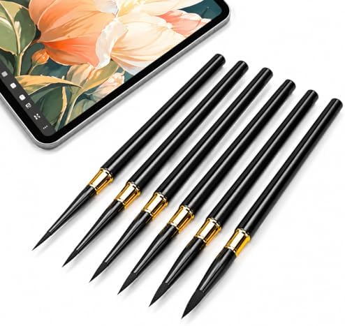 6Pcs Paint by Numbers Kit for Adults Acrylic Paint Brushes Set,Professional Travel Fine Tip Detail Paintbrushes for Watercolor Gouache Oil Face Painting,Miniature,Model,Figurine,Craft
