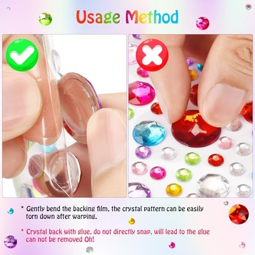 1296 pcs Gem Stickers Rhinestones for Crafts, Sparkling Cute Star Heart Round Small Stickers for Women Adults, Glitter Jewels Stickers for Face Eye Body Makeup, DIY Decoration WUINOID