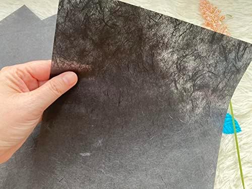A4 Mulberry Paper 50 Sheets, Natural Fiber Mulberry Paper for Card Making, Watercolor, Calligraphy, Origami, Scrapbooking, Bookbinding & DIY Crafts (Black, A4)
