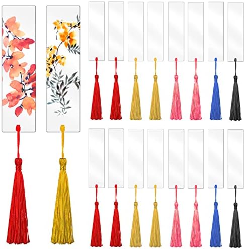25 Pack Acrylic Bookmark Blanks with Colorful Tassels, 4.75 x 1in