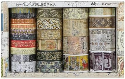 Vintage Washi Tape Set - 24 Rolls Arts Adhesive Tapes Assorted Retro Decorative Masking Tape Sets for Craft, Kids, Scrapbook, DIY, Gift Wrapping (12-Mystic Tarot)