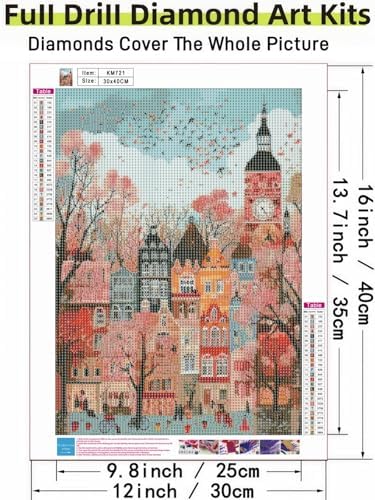 London Streets 5D DIY Diamond Painting Kits for Adults, Diamond Art Kits for Beginners, Full Drill Dot Painting Gem Art Kits for Home Wall Decor11.8 x15.7 Inch