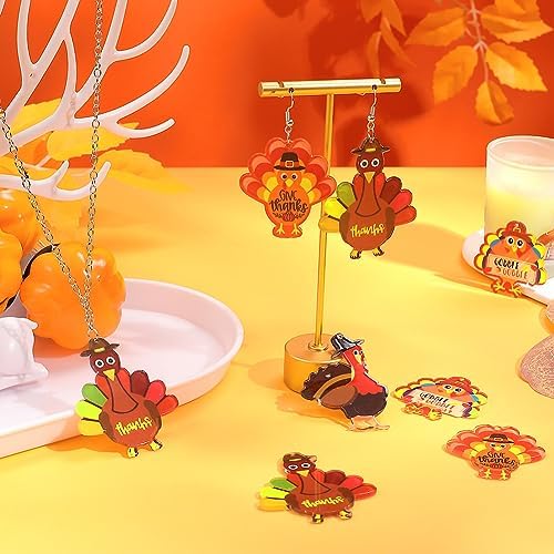 SUNNYCLUE 1 Box 16Pcs 4 Styles Thanksgiving Turkey Charms Fall Pumpkin Charm Bulk Pumpkin Chicken Holiday Food Harvest Cartoon Acrylic Charm for Jewelry Making Charms DIY Bracelet Necklace Crafts