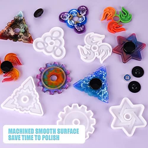 NiArt Fidget Spinner Silicone Resin Mold Kit, 5 Molds, 10 Bearings Set