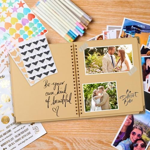 Joyberg Scrapbook 80 Pages, Scrapbooking Supplies 10 x 10 In, Scrapbook Album Suitable for Album Memory Book Wedding, Anniversary Family, DIY Craft Projects (Brown)