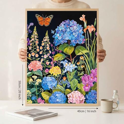 Amphol Paint by Numbers Kit for Adults - 16”x20” Bloom Garden DIY Paint by Numbers Kit for Beginners, Oil Flowers Painting Kit on Canvas Art for Home Wall Decor, Stress Relief with Acrylic Paint