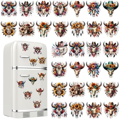 Motipuns 30 Pcs Diamond Magnets,Flower Cow,Brown