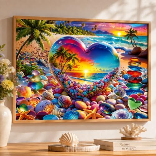 Diamond Art Kits for Adults,Love Beach Diamond Painting Kits 12X16In