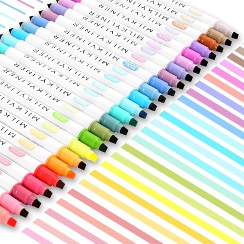 HANKU Pastel Highlighters No Bleed for Bible Study, 24 Assorted Colors