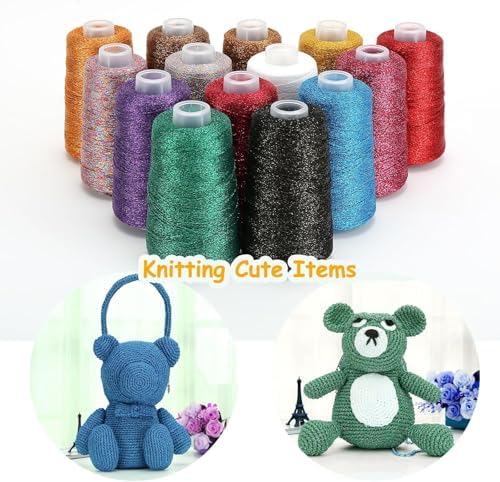 Metallic Crochet Thread, 80g Lurex Yarn for Charms(Dark Blue)