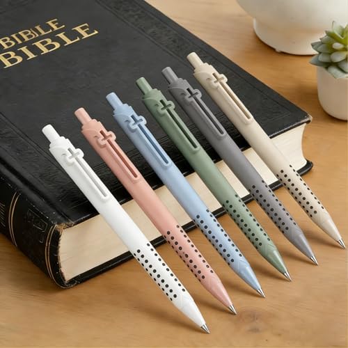 6 Pack Bible Journaling Gel Pens, 0.7mm Black Ink Retractable