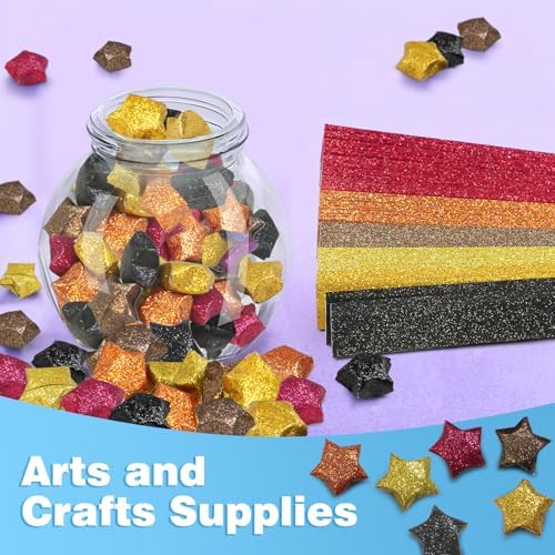FoDau770 Glitter Star Paper Strips - 360 Sheet, 6 Colors