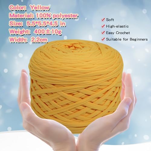 800g T-Shirt Yarn, 260 Yards Elastic Fabric Crochet DIY Yellow