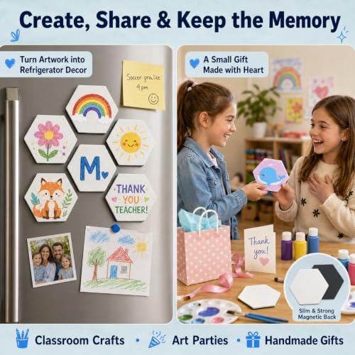 15 Pack Hexagon Magnetic Canvas Panels, 3 Inch Mini Painting Boards