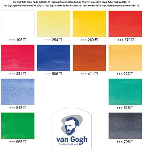 Vangogh Watercolor Paint Set, Plastic Pocketbox, 12x10ml General Selection