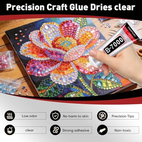 4 PCS 50ml B7000 Glue Clear with Precision Tip, Bedazzling Glue
