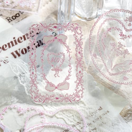 40 Pcs Vintage Floral Frame PET Stickers, 4 Packs Nested Decals