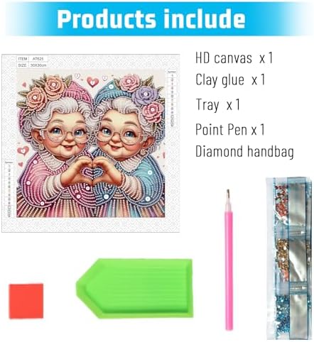 Diamond Painting Kits for Adults, Old Twins Pattern Design Special Shape Diamond Art Kits for Beginners, DIY Diamonds Paintings Art for Home Wall Decor Gift