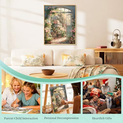 Paint by Numbers Kit for Adults, Rose Garden DIY Painting Kit, 16x20 Inch