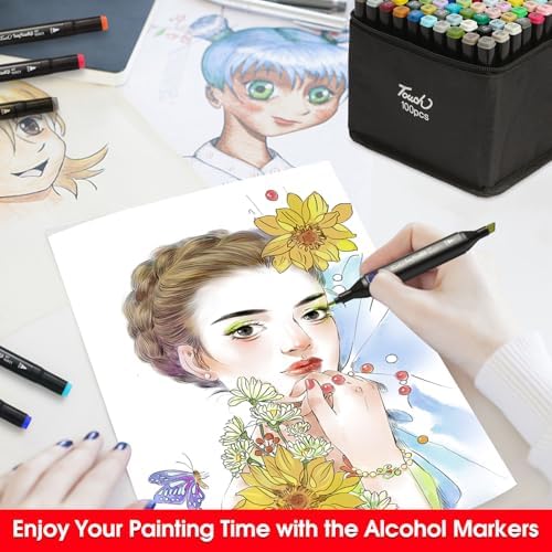 Hyrrt 100 Colors Dual Tips Alcohol Markers set for Kids Adults Coloring